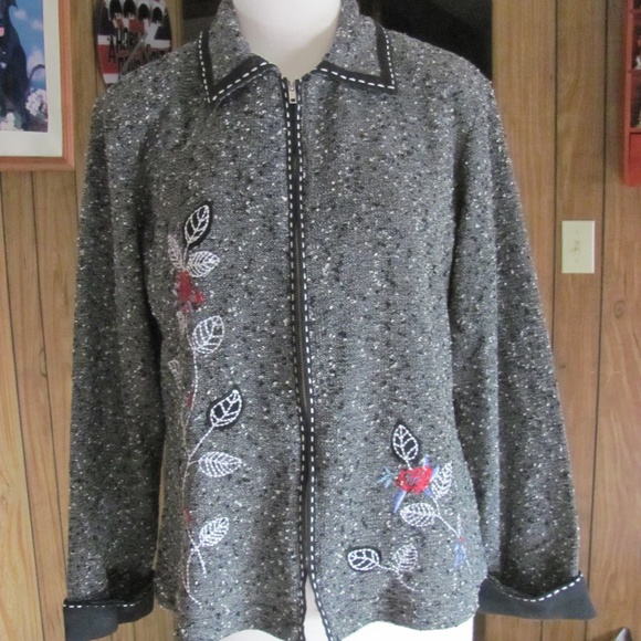 COLDWATER CREEK LADIES KNIT TWEED JACKET LADIES PE - Picture 1 of 8